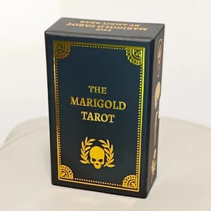 The Marigold Tarot Deck 78pcs Cards Black & Gold Skull Art Tarot Cards Rider-Waite Inspired Divination Deck English Ver.
