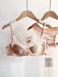 Soft Underwire Lace Lingerie Set Women Thin Cup Push‑Up Bra Panty Suit Breathable Intimates For Small Bust 32‑38 Daily Underwear