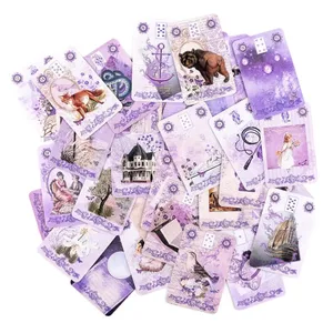Baralho Lenormand Lavanda - 9*6cm 36 cartas com ilustrações botânicas vintage Shabby Chic Roxo Estético Alternativa de Tarô