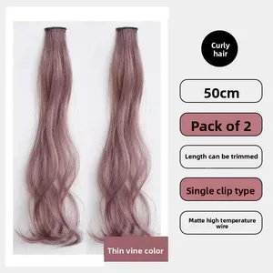 Synthetisches 2-teiliges Set, 50 cm, farbige Lockenhaarverlängerungen, Wasserwelle, rosa, blau, lila, Halloween-Weihnachtsperücke