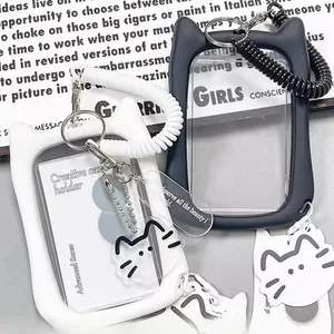 น่ารัก Photocard พวงกุญแจ-CLEAR PVC Card Holder พร้อม Key Ring สำหรับกระเป๋าเป้สะพายหลังป้องกันจอแสดงผลสำหรับ Idol Photo Gift สำหรับแฟนๆนักสะสม