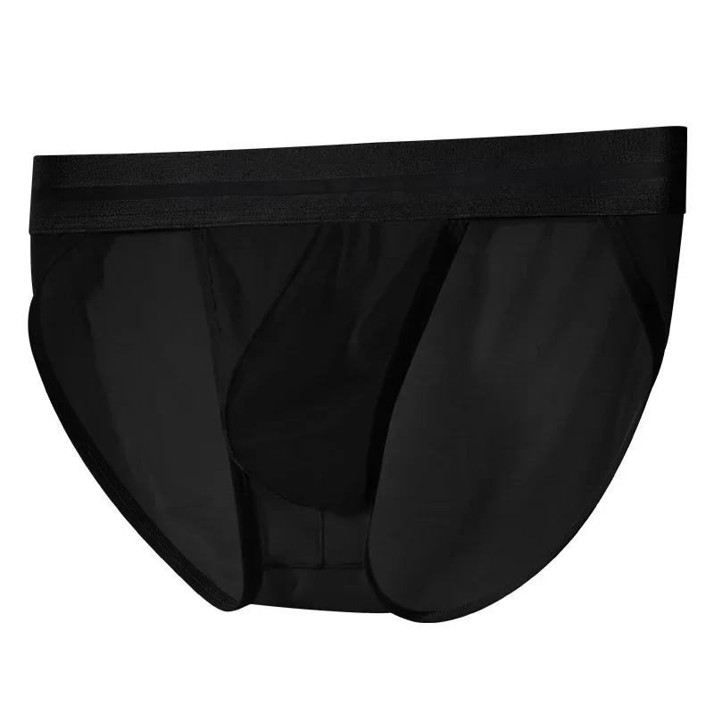 Ice Silk Ultra-thin Men's Underwear Summer Cool Breathable Panties Seamless Sexy U Pouch Men Briefs High Slit Triangle Pants