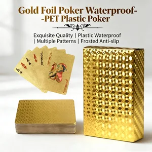การ์ดเล่น PVC สุดหรู Gold & Silver ฝังการออกแบบ Frosted FINISH สำหรับ Easy Shuffle กันน้ำและทนต่อการพับเกม Night