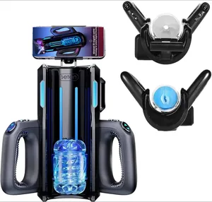 Dual Handles Leten King Sex Machine Electric Thrusting Masturbator Orgasm Adult Toys 2 Soft Sleeve Voice Penis Stimulator