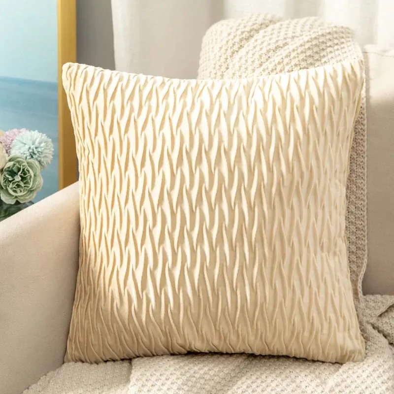 Striped Geometric Velvet Cushion Cover 45x45cm Decorative Throw Pillow Case for Sofa Bedroom Home New Year Decor