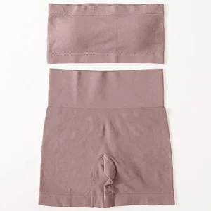 Naadloze set sexy bandeau-bh dames hoge taille shorts strapless bh's verwijderbare pads ondergoed vrouwelijke lingerie set