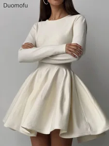 Duomofu Knit Mini Dresses Women Autumn W