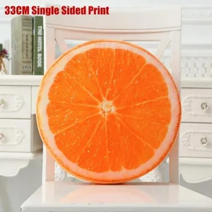 Cute Round Fruit Pillow Fruit Slice Print Plush Fabric Seat Cushion Stuffed Inner Simulation Plush Pillow Sofa Decor