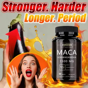 Мака тамырының сығындысы бар органикалық мака тамыры ұнтағы капсулалары 1500 мг, ерлерге арналған Ashwagandha қара бұрыш қоспалары
