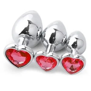 S/M/L Anal Plug Heart Metal Crystal Anal Plug for Women Removable Stainless Steel Butt Plug Men Stimulator Anal Sex Toys Dildo