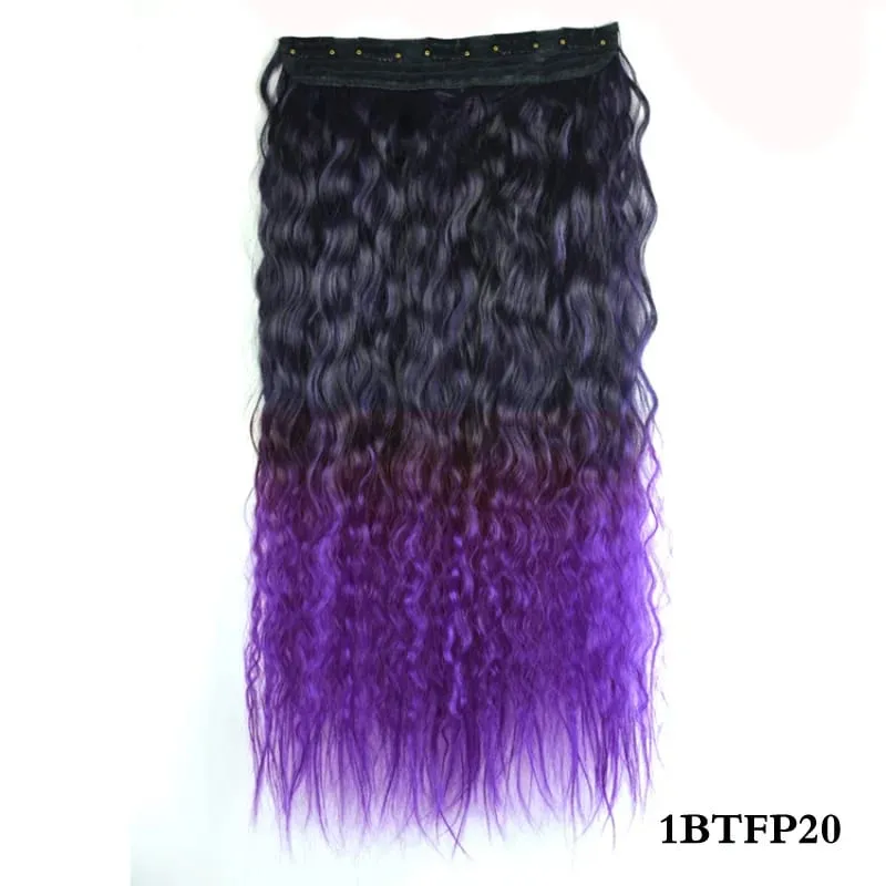 Jeedou Synthetic Clip-in One Piece Hair Extension Vibrant Gradient Kinky Curly Stylish Hairpieces for Nightclub Party Cosplay