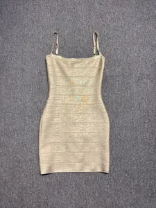Fotos reals Vestit de venda de bronzejat daurat per a dones Bodycon Mini High Street Evening Club Party Vestit de tornada a casa Venda a l'engròs Dropship