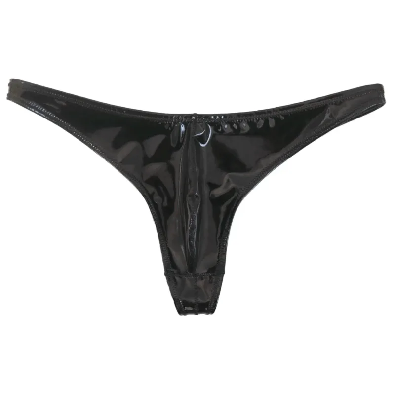 เซ็กซี่ชายขนาด Latex PVC เงาร้อนสั้นนูน U กระเป๋า G-String แฟชั่นชุดชั้นใน Tights ชุดชั้นใน PU Stage กางเกง