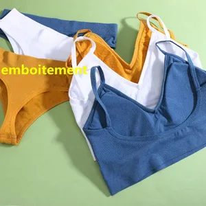 Lingerie DamesondergoedSexy Sport BralettNaadloze BhSet Lage Taille TraceThong Sport Tweedelige Bh Dameskleding Korte Sets