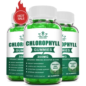 Chlorophyll Gummies-dengan ACV Vitamin D3 C E B12 -Tenaga Deodoran Asli Tingkatkan Imun & Pencernaan Menyokong Vegan 60 Gula-gula