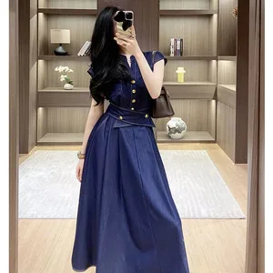Sleeveless Denim Dress 2026 Summer Short Sleeve Women Dress Slim A-line Casual Commute Dresses