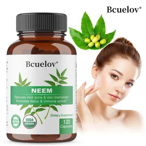 Kapsul Neem Organik - Suplemen Jerawat Herbal yang Mendukung Kulit Jernih dan Detoksifikasi - Vegan Non-GMO Bebas Gluten