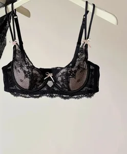 Minimizer-bh för damer i fransk stil Sexig underkläderset stort bröststöd Halv kopp Mjuk bygel Anti hängande komfort tunna behåar