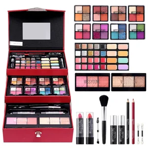 Set Hadiah Riasan untuk Wanita Kit Lengkap Semua Dalam Satu Riasan Alis Bubuk Lipstik Kuas Lip Gloss Palet Eye Shadow Glitter Berkilau