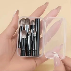 6-Keping Berus Mekap Mudah Alih Hitam Penggantian Berus Set Kepala Berus Pembayang Hidung Set Perjalanan