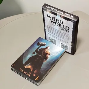 Weird World Runes Deck - 9*6 cm 25 Elder Futhark Oracle-kort til spådom trykt på 350GSM dobbeltpræget karton