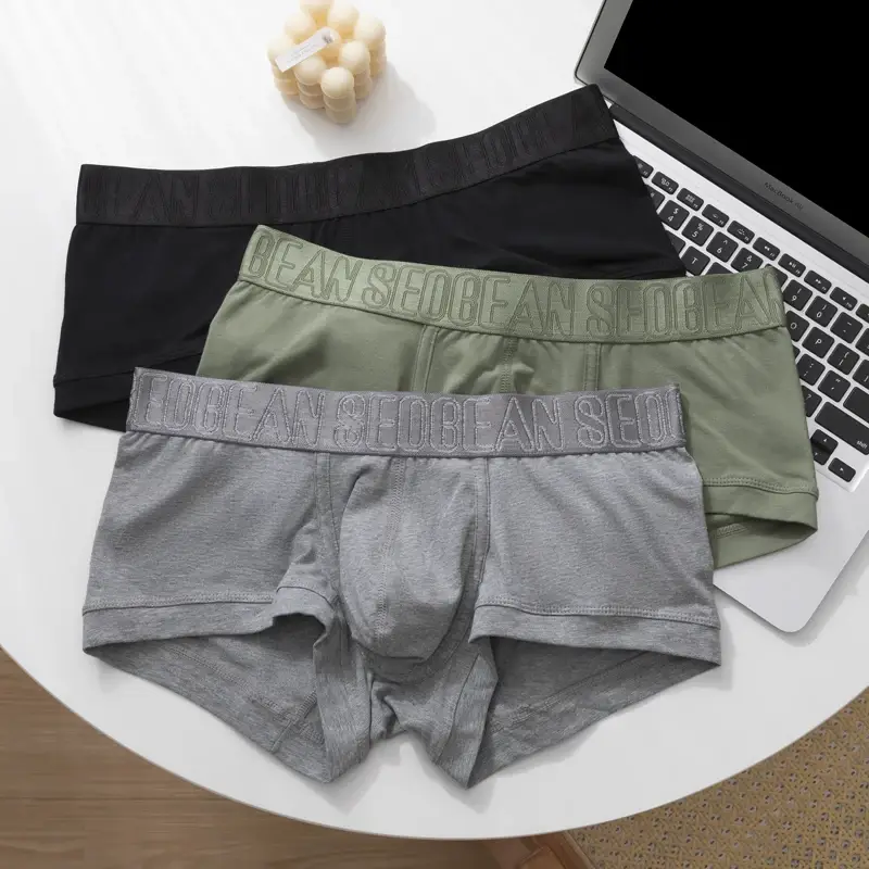 Quần short boxer cotton thoáng khí cho nam Túi lồi chữ U Quần lót co giãn mềm mại eo thấp để mặc thường ngày & thân mật hàng ngày