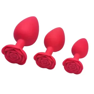 Rose Flower Silicone Anal Beads Butt Plug Set Small Medium Large Anal Plug Jewelry Anal Trainer Dildo Anus Sex Toy Men Women Gay