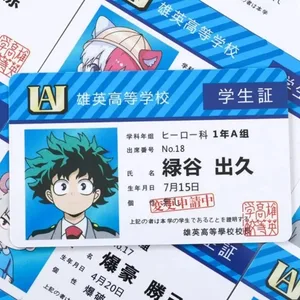 1PCS อะนิเมะอุปกรณ์ต่อพ่วง My Hero Academia PVC Student ID Card อาหารโรงเรียนการ์ด