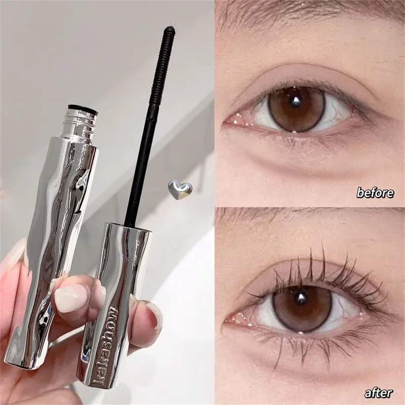 Sølv silkefiber matt mascara-sminke Ultrafin børste forlenger øyevipper Vanntett raskt tørr vippeforlengelse mascara-sminke