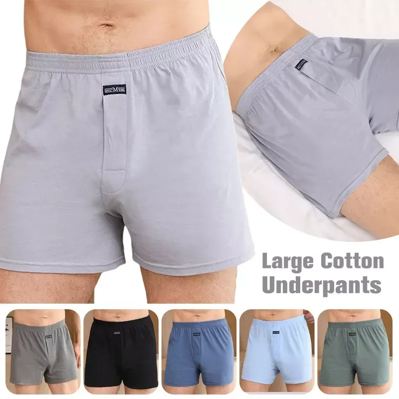 นักมวยชาย Pantie Lot Underpant หลวมขนาดใหญ่ผ้าฝ้าย PLUS ขนาดชุดชั้นในชายกางเกงนักมวยชายกลางนักมวยชาย