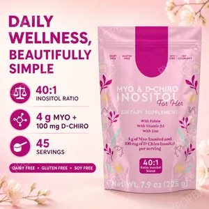 Myo Inositol & D-Chiro Inositol Powder 40:1 Ratio 225g 45 Servings with Folate Vitamin D3 and Zinc Daily Nutrition