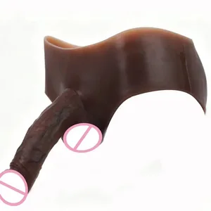 Çıplak Siyah Silikon Büyük Gerçekçi Hollow Penis Külot Külot Giyilebilir Penis Kollu Büyütücü Genişletici Seks Oyuncakları erkekler için