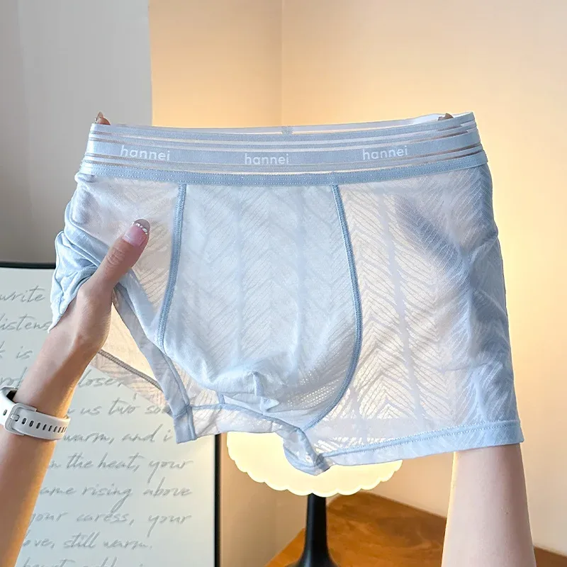 Neue Sommer-Herrenunterwäsche, Herren-Boxershorts, atmungsaktive Unterwäsche in Übergröße, dünne, lockere, bequeme, einfarbige Herren-Shorts