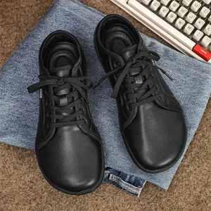 2025 novos sapatos minimalistas para homens mulheres dedo do pé largo descalço zero gota sapatos casuais de couro artificial leve tênis caminhada