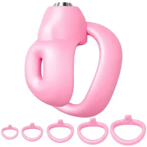 Mannlig Penis Kyskhetsbursett Lite Mini Kyskhetsbur med 5 haneringer Penis Bondage Slave Begrensning Mann Sexleketøy