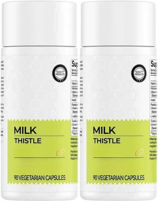 Milk Thistle Extract 300 มก. แคปซูลพร้อมวิตามินซี Inositol อาหารเสริมสมุนไพร 90 แคปซูล Non-GMO Gluten Free