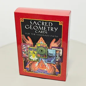 Cartões de geometria sagrada para o caminho visionário 10,4 * 7,3 cm - 64 unidades de cartões oracle integrando matemática, ciências e espiritualidade