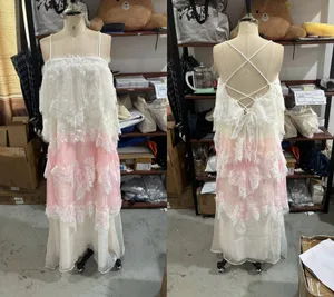 Kadın Dantel Etek Dökümlü Maxi Elbise Tatlı Kolsuz Backless Fırfır Etek Elbise 2026 Yaz Rahat Tatil Sokak Şıklığı Bayan Elbise