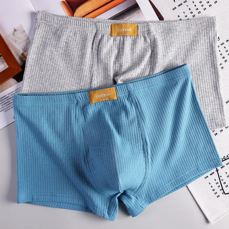 Soft Rib Cottonชุดชั้นในผู้ชายBreathable Boxerกางเกงขาสั้นกลางเอวUนูนกางเกงชายArrowกางเกงขาสั้นกางเกงHomme