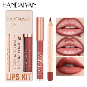 Women's 2-in-1 Lipstick Set with Lip Liner Waterproof Long-lasting Korean Makeup Matte Finish Cosmetics Kit Free Shipping