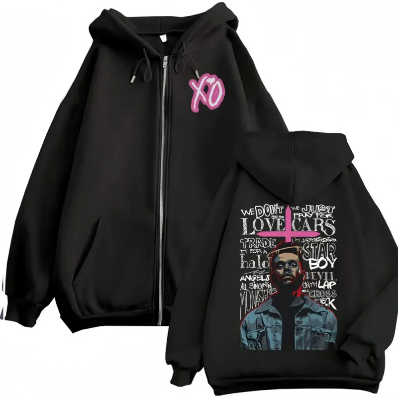 The Weeknd XO After Hours Album Veste Sweat Hommes Femmes Mode Hip Hop Zipper Hoodies Haute Qualité Cardigan Zip Up Pull