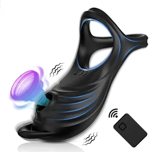 Sucking Vibrating Cock Ring for Men Remote Control Penis Ring Ejaculation Delay Clitoris Sucker Stimulation Sex Toy for Couples