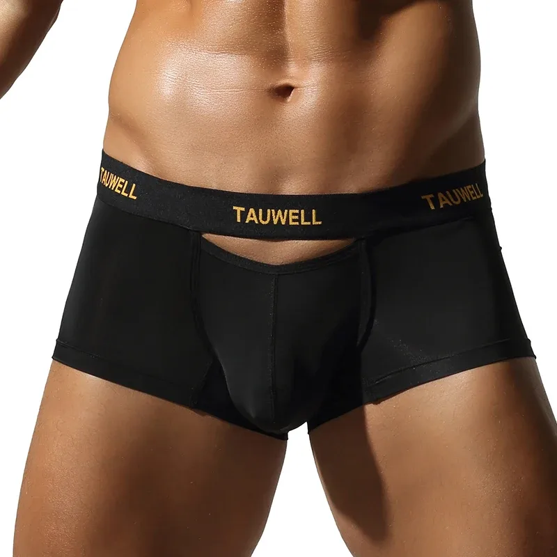 Intimo da uomo, pantaloni ad angolo piatto semitrasparenti, comodi, freschi e sottili, con slip a forma di U