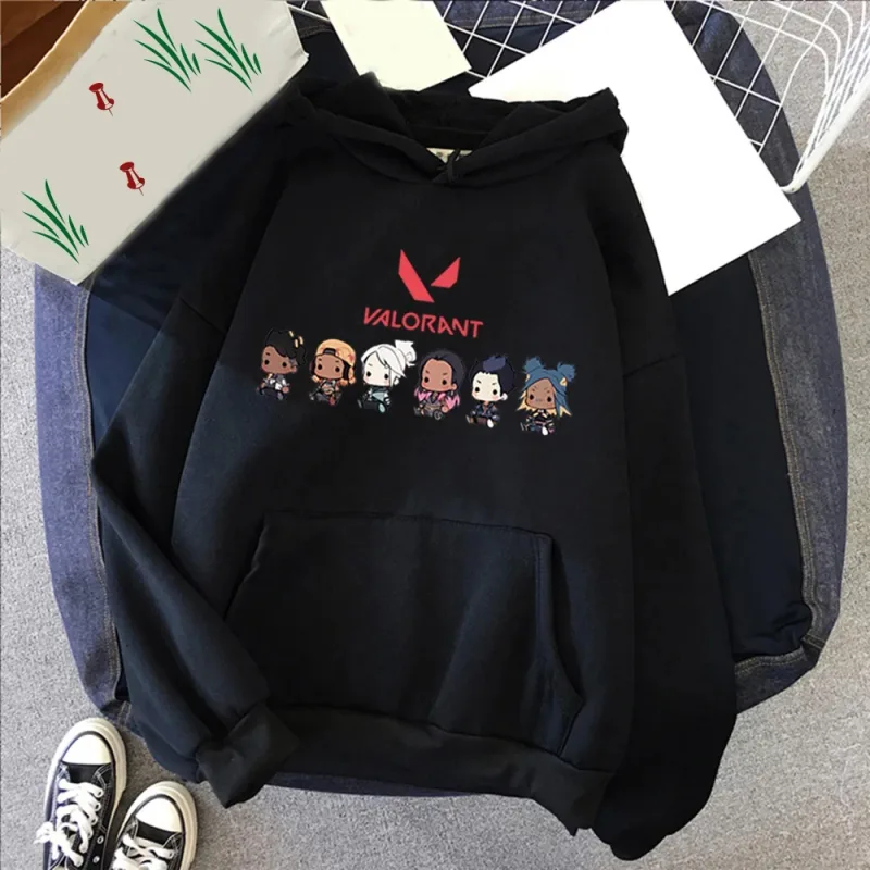 Dessuadora de cotó amb estampat 2D de Valorant Anime per a home Jersei informal de gran mida Dessuadora de moda de moda de carrer popular Roba d'home de tendència