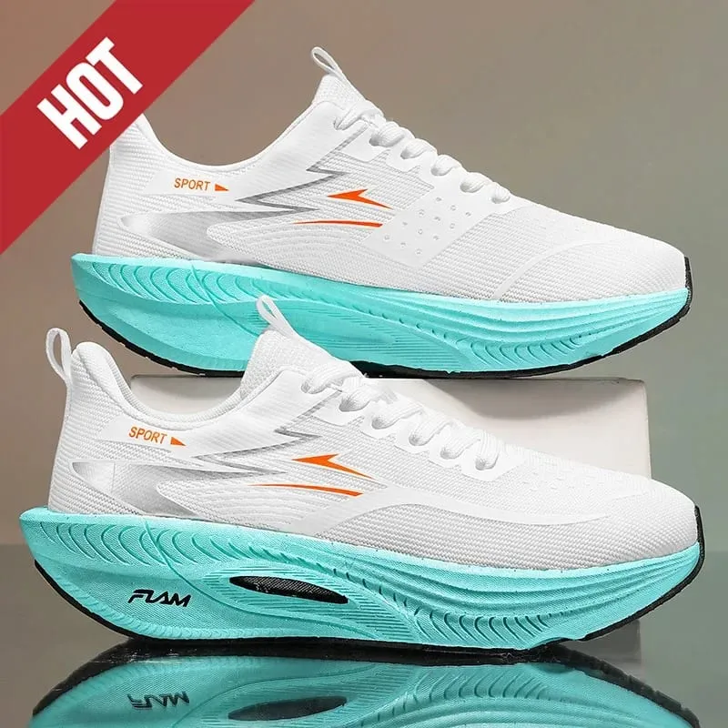 Men Women Carbon Plate Air Cushion Marathon Running Shoes Breathable Lightweight Outdoor Racing Training Sports Sneakers Walking