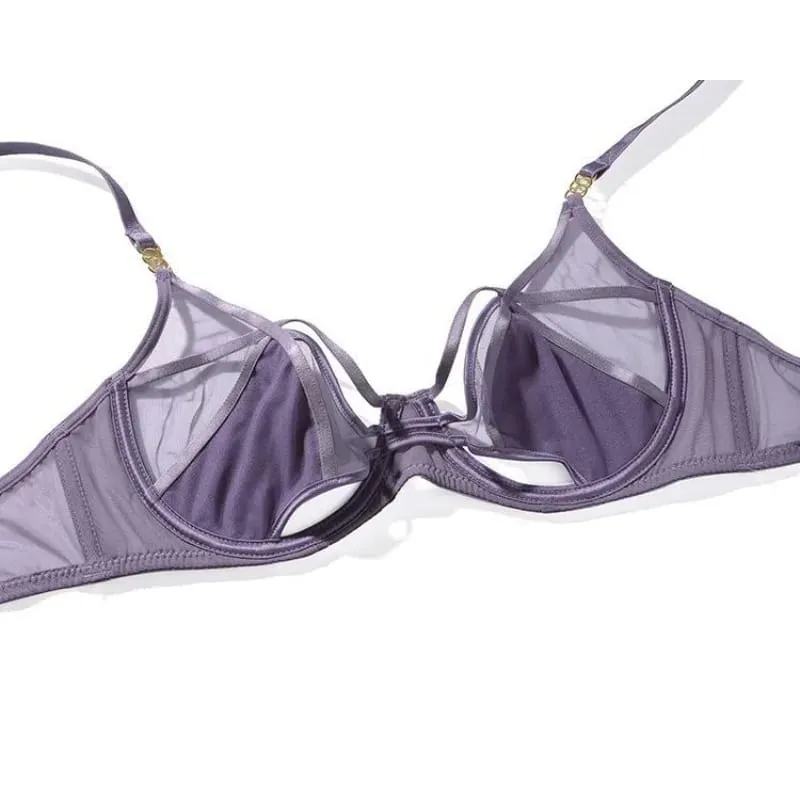 Tulle Bra & Panty Set Ultra Thin Push Up Underwire Lingerie Set Elegant Sexy Intimates Soft Wire Unpadded 32-38-S-XL