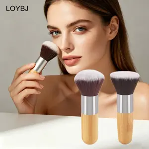 Kuas Foundation Gagang Bambu Kuas Rias Bedak Longgar Krim Foundation Cair Kontur Perona Pipi Alat Kecantikan Wajah Profesional