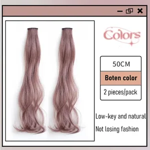 Synthetische 2-teiliges Set 50 cm 60 cm farbige lockige Haarverlängerungen Wasserwelle Rosa Blau Lila Halloween Weihnachten Perücke
