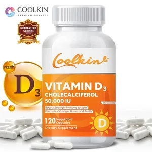 Vitamin D3 5000IU Kaya Vitamin D untuk Antioksidan Sehat Mendukung Fungsi Sistem Kekebalan Tubuh - 120 Kapsul Non-GMO