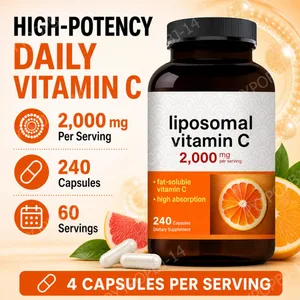 Lipozomal C Vitamini 2000mg Yüksek Emilimli Yağda Çözünür 240 Kapsül 60 Porsiyon GDO'suz Glutensiz